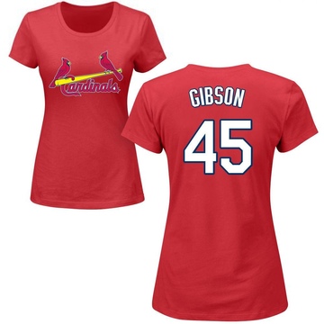 Women's St. Louis Cardinals Bob Gibson ＃45 Roster Name & Number T-Shirt - Red