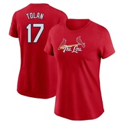 Women's St. Louis Cardinals Bobby Tolan ＃17 2024 City Connect Fuse Name & Number T-Shirt - Red