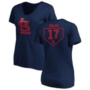 Women's St. Louis Cardinals Bobby Tolan ＃17 RBI Slim Fit V-Neck T-Shirt - Navy