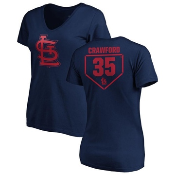 Women's St. Louis Cardinals Brandon Crawford ＃35 RBI Slim Fit V-Neck T-Shirt - Navy