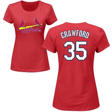 Women's St. Louis Cardinals Brandon Crawford ＃35 Roster Name & Number T-Shirt - Red