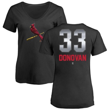 Women's St. Louis Cardinals Brendan Donovan ＃33 Midnight Mascot V-Neck T-Shirt - Black