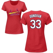 Women's St. Louis Cardinals Brendan Donovan ＃33 Roster Name & Number T-Shirt - Red