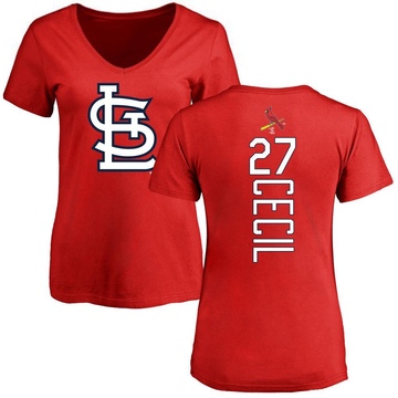 Women's St. Louis Cardinals Brett Cecil ＃27 Backer Slim Fit T-Shirt - Red