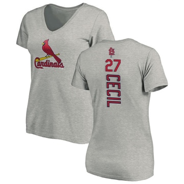 Women's St. Louis Cardinals Brett Cecil ＃27 Backer Slim Fit T-Shirt Ash