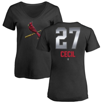 Women's St. Louis Cardinals Brett Cecil ＃27 Midnight Mascot V-Neck T-Shirt - Black