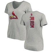 Women's St. Louis Cardinals Drew Rom ＃38 Backer Slim Fit T-Shirt Ash