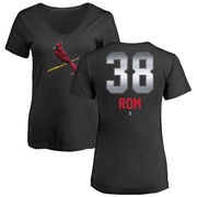 Women's St. Louis Cardinals Drew Rom ＃38 Midnight Mascot V-Neck T-Shirt - Black