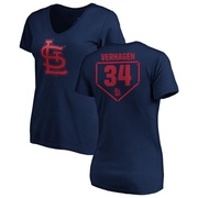 Women's St. Louis Cardinals Drew VerHagen ＃34 RBI Slim Fit V-Neck T-Shirt - Navy