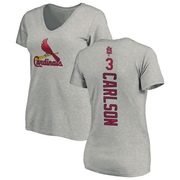 Women's St. Louis Cardinals Dylan Carlson ＃3 Backer Slim Fit T-Shirt Ash