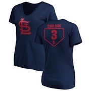 Women's St. Louis Cardinals Dylan Carlson ＃3 RBI Slim Fit V-Neck T-Shirt - Navy