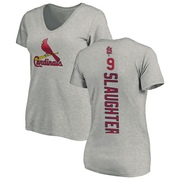 Women's St. Louis Cardinals Enos Slaughter ＃9 Backer Slim Fit T-Shirt Ash