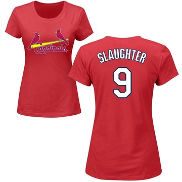 Women's St. Louis Cardinals Enos Slaughter ＃9 Roster Name & Number T-Shirt - Red