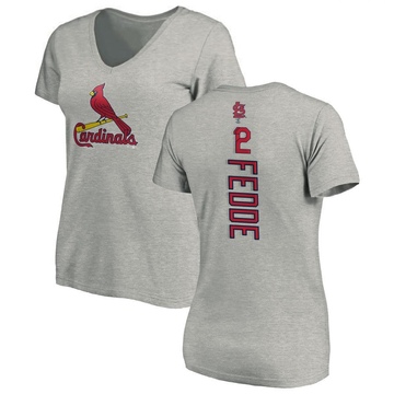 Women's St. Louis Cardinals Erick Fedde ＃12 Backer Slim Fit T-Shirt Ash