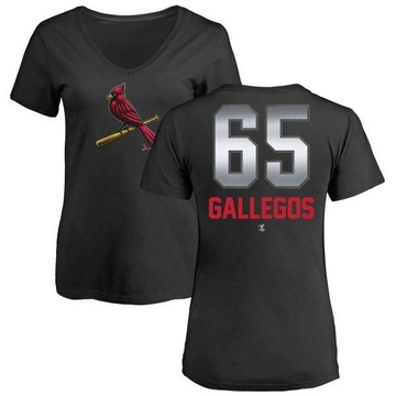 Women's St. Louis Cardinals Giovanny Gallegos ＃65 Midnight Mascot V-Neck T-Shirt - Black