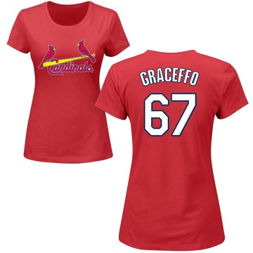 Women's St. Louis Cardinals Gordon Graceffo ＃67 Roster Name & Number T-Shirt - Red