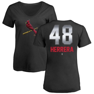 Women's St. Louis Cardinals Ivan Herrera ＃48 Midnight Mascot V-Neck T-Shirt - Black