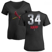 Women's St. Louis Cardinals J.A. Happ ＃34 Midnight Mascot V-Neck T-Shirt - Black