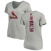 Women's St. Louis Cardinals Jake Walsh ＃61 Backer Slim Fit T-Shirt Ash