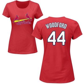 Women's St. Louis Cardinals Jake Woodford ＃44 Roster Name & Number T-Shirt - Red