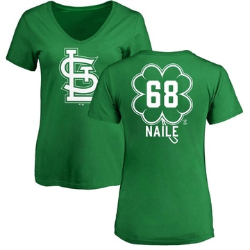 Women's St. Louis Cardinals James Naile ＃68 Dubliner Name & Number V-Neck T-Shirt Kelly - Green