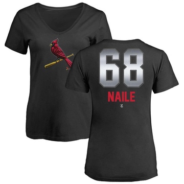 Women's St. Louis Cardinals James Naile ＃68 Midnight Mascot V-Neck T-Shirt - Black