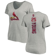 Women's St. Louis Cardinals Jared Young ＃25 Backer Slim Fit T-Shirt Ash