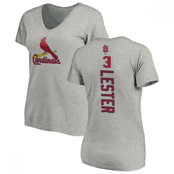 Women's St. Louis Cardinals Jon Lester ＃31 Backer Slim Fit T-Shirt Ash