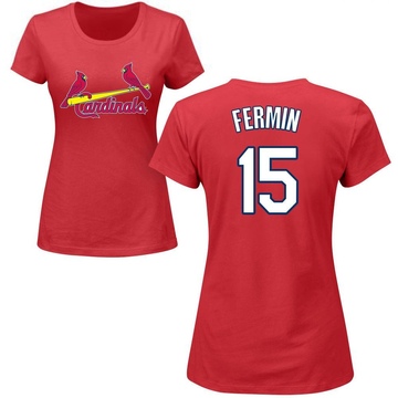 Women's St. Louis Cardinals Jose Fermin ＃15 Roster Name & Number T-Shirt - Red