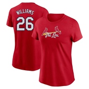 Women's St. Louis Cardinals Justin Williams ＃26 2024 City Connect Fuse Name & Number T-Shirt - Red