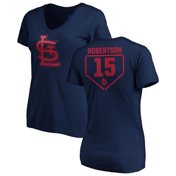 Women's St. Louis Cardinals Kramer Robertson ＃15 RBI Slim Fit V-Neck T-Shirt - Navy