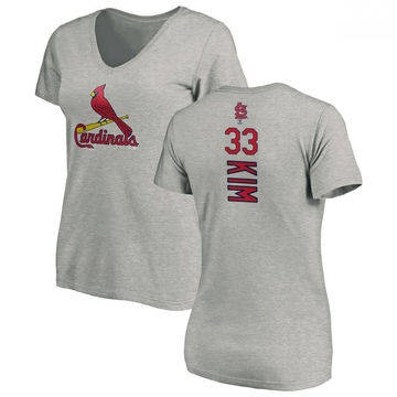 Women's St. Louis Cardinals Kwang Hyun Kim ＃33 Backer Slim Fit T-Shirt Ash