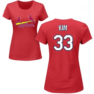 Women's St. Louis Cardinals Kwang Hyun Kim ＃33 Roster Name & Number T-Shirt - Red