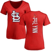 Women's St. Louis Cardinals Lance Lynn ＃31 Backer Slim Fit T-Shirt - Red