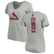 Women's St. Louis Cardinals Lou Brock ＃20 Backer Slim Fit T-Shirt Ash