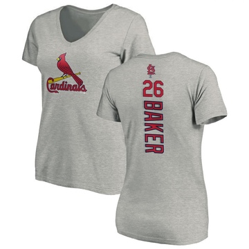 Women's St. Louis Cardinals Luken Baker ＃26 Backer Slim Fit T-Shirt Ash