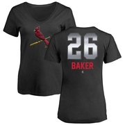 Women's St. Louis Cardinals Luken Baker ＃26 Midnight Mascot V-Neck T-Shirt - Black