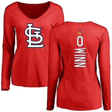 Women's St. Louis Cardinals Masyn Winn ＃0 Backer Slim Fit Long Sleeve T-Shirt - Red