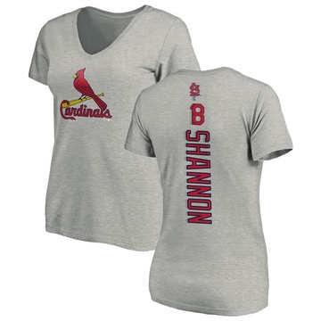 Women's St. Louis Cardinals Mike Shannon ＃18 Backer Slim Fit T-Shirt Ash