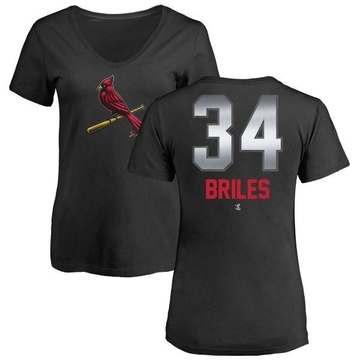 Women's St. Louis Cardinals Nelson Briles ＃34 Midnight Mascot V-Neck T-Shirt - Black