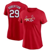 Women's St. Louis Cardinals Nick Robertson ＃29 2024 City Connect Fuse Name & Number T-Shirt - Red