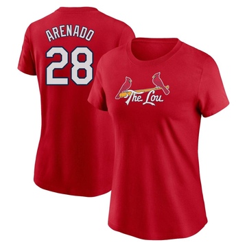 Women's St. Louis Cardinals Nolan Arenado ＃28 2024 City Connect Fuse Name & Number T-Shirt - Red