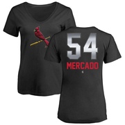 Women's St. Louis Cardinals Oscar Mercado ＃54 Midnight Mascot V-Neck T-Shirt - Black