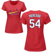 Women's St. Louis Cardinals Oscar Mercado ＃54 Roster Name & Number T-Shirt - Red