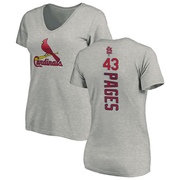 Women's St. Louis Cardinals Pedro Pages ＃43 Backer Slim Fit T-Shirt Ash