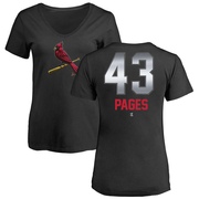 Women's St. Louis Cardinals Pedro Pages ＃43 Midnight Mascot V-Neck T-Shirt - Black