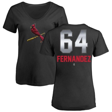 Women's St. Louis Cardinals Ryan Fernandez ＃64 Midnight Mascot V-Neck T-Shirt - Black