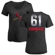 Women's St. Louis Cardinals Sem Robberse ＃61 Midnight Mascot V-Neck T-Shirt - Black