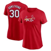 Women's St. Louis Cardinals Shawn Armstrong ＃30 2024 City Connect Fuse Name & Number T-Shirt - Red