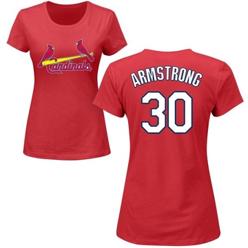 Women's St. Louis Cardinals Shawn Armstrong ＃30 Roster Name & Number T-Shirt - Red